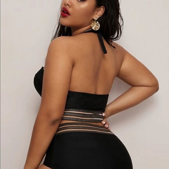 Sexy Black Plus Two Piece Bathing Suit 3X - Picture 3 of 5